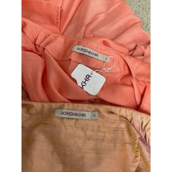 Nwot Kashkha Versatile style two-piece jalabiya Indian wedding outfit orange - Picture 7 of 10